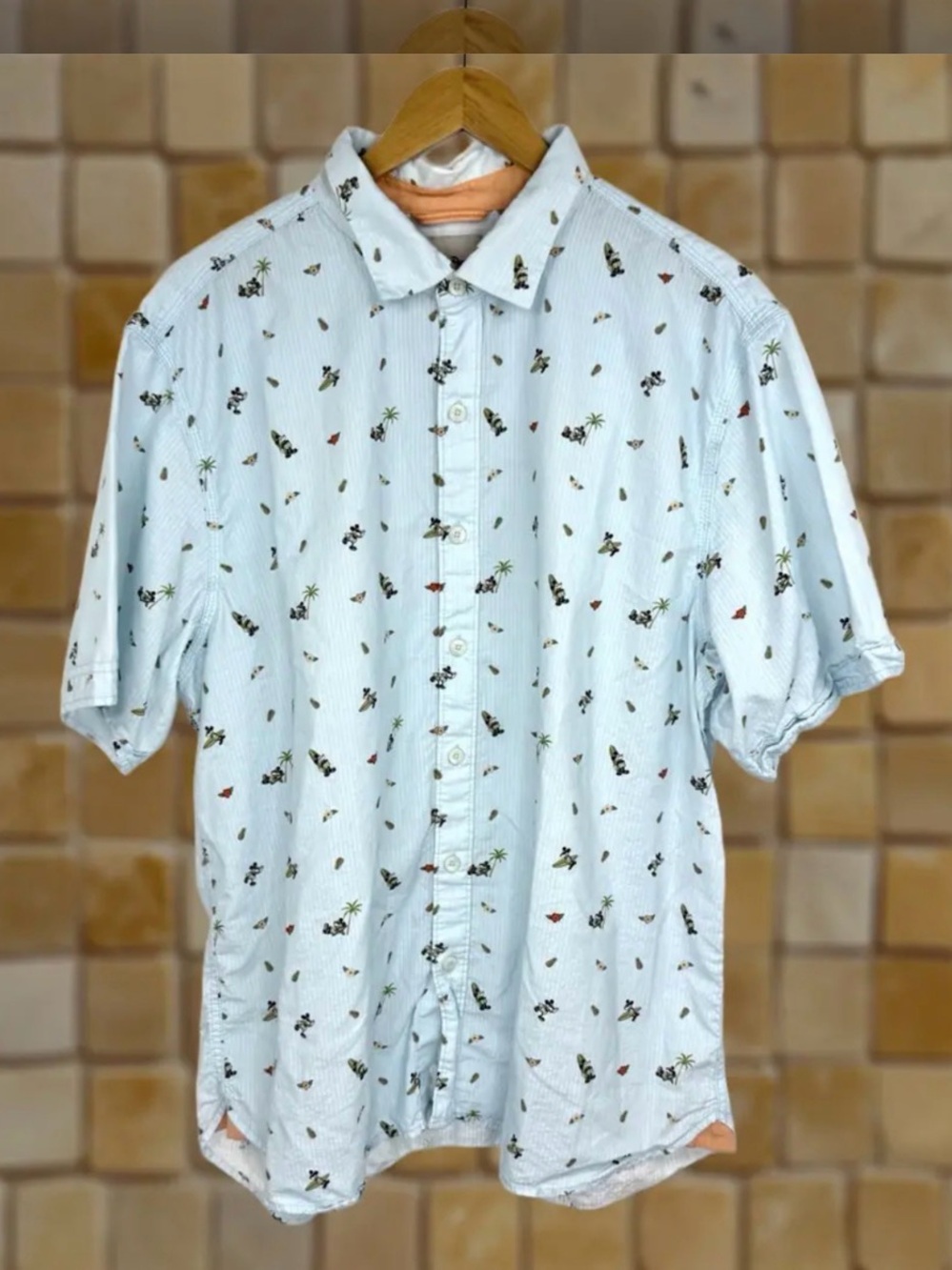 Disney Parks Tommy Bahama Mickey Mouse Surfer Hawaiian Shirt Men XL Blue Aloha